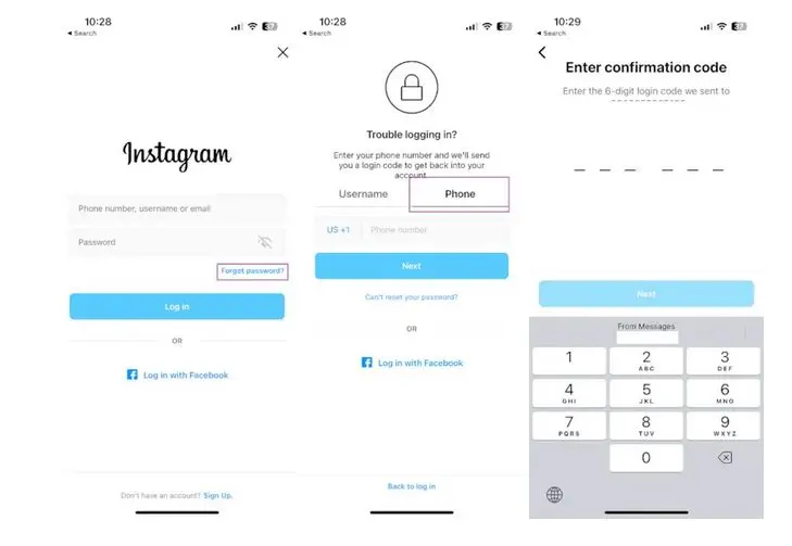 Recovering an Instagram Account with a Phone Number