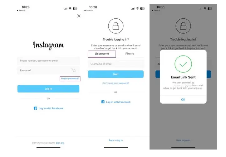 Recovering an Instagram Account with Email