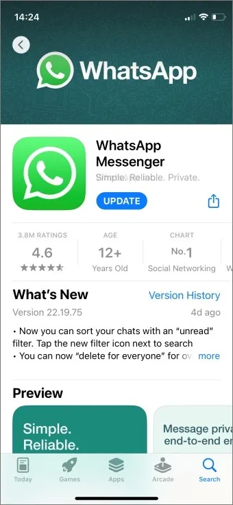 To update WhatsApp with a direct link: