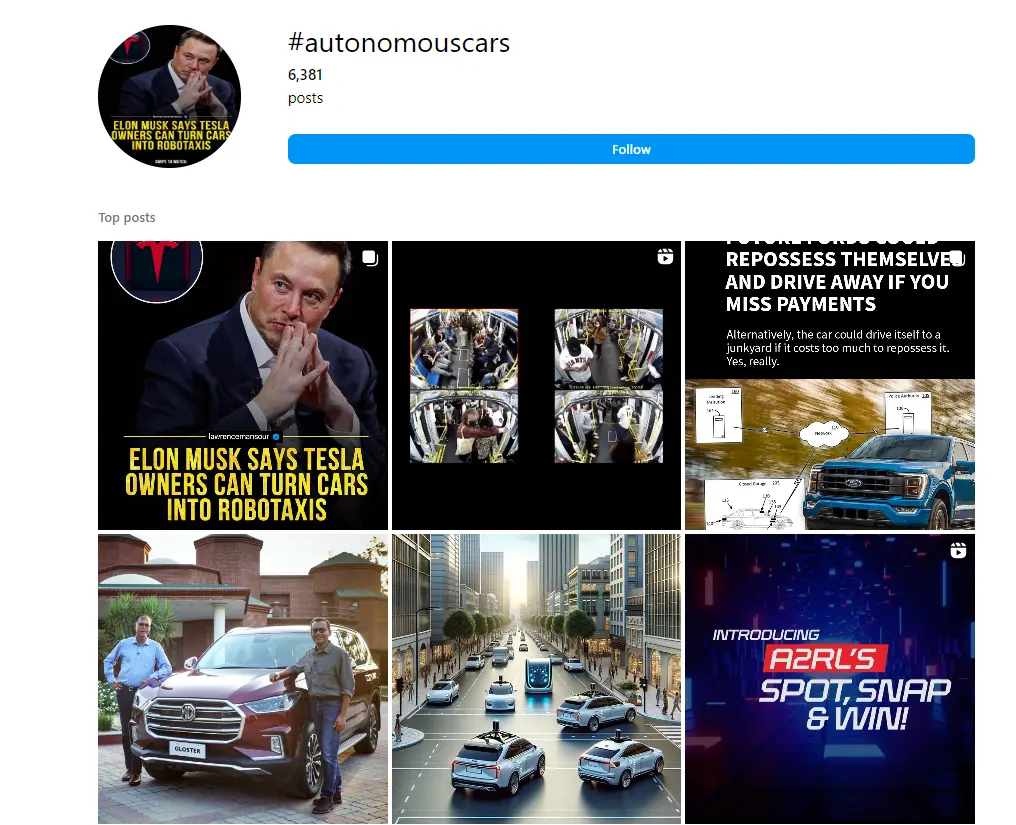 car Hashtags Autonomous Cars